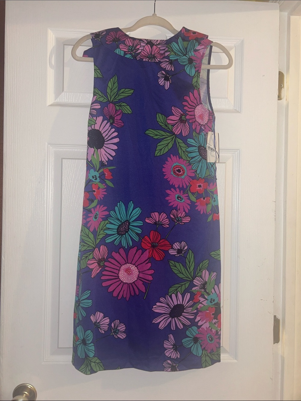 Trina Turk Purple Floral Shift Dress with Multicolor Blooms